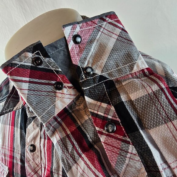 BKE Shirt Mens 2XL Red Pearl Snap Plaid Western Athletic Fit Casual Cowboy 1518 - Picture 5 of 9
